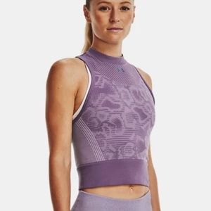 Under Armour Purple Workout Women's UA RUSH HeatGear Seamless Crop Top Active